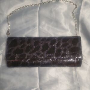 Betsey Johnson Black Sequin Clutch NWOT